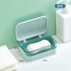 Caja de Jabón con Tapa Abatible Creativa Drenaje Libre Sin Taladro Hogar Baño Caja de Jabón para Baño Caja de Jabón para Lavandería Soporte para Jabón