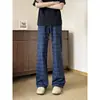 Pantalones de cuadros azules nuevos de verano para hombre y mujer, estilo fino, pantalones acampanados micro de la alta calle americana, pantalones deportivos casuales rectos