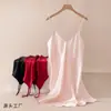 Camisón de Seda con Cuello en V, Ropa de Dormir Sexy y Lujosa Puro Deseo, Vestido Camisola Delgado de Gama Alta, Ropa de Casa