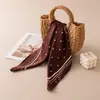 Pañuelo de Seda con Estampado de Lunares Retro Francés para Mujer, Delgado Transpirable de Primavera y Verano, Bufanda Decorativa Versátil para el Cuello