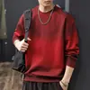 Sudadera Redonda de Peso Pesado Lavada Desgastada Degradada para Hombre Otoño e Invierno 2025 Nueva Camisa Base de Manga Larga Retro Americana