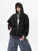 Moletom com capuz estilo americano, estampa de estrelas, unissex, coleção de outono, design pesado, cardigã com zíper, corte solto, peça de outer wear de nicho