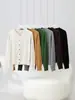 Estilo minimalista, lana fina de alto número de hilos, tejido de calibre 16, suave y cómodo, cárdigan suéter ligero para primavera/otoño, clásico y versátil, cuello redondo