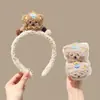 Faixa de cabelo de pelúcia de desenho animado para mulheres, elástico de cabelo antiderrapante para lavar o rosto outono/inverno, novo estilo 2026, faixa de cabelo fofa, pulseira de água