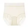 Bragas de Seda de Hielo para Mujer con Camelia de Ácido Poliláctico de Cintura Alta, Braguitas Finas y Transpirables con Encaje Color Nude para Levantar la Cadera