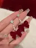 Brincos de Miçangas com Laço Vermelho para Outono e Inverno para Mulheres, Brincos de Alta Qualidade, Novos Brincos Vermelhos Estilo Chinês 2025