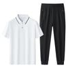 Diyu Shenlong Algodón Hielo Casual Deportivo Traje para Hombre Verano Mediana Edad y Adultos Mayores Camisa Polo de Manga Corta y Pantalones Conjunto de Dos Piezas