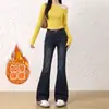 Jeans acampanados de cintura alta forrados de polar transfronterizos para mujer, nuevo estilo otoño 2026, jeans cropped azul grisáceo