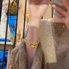 Nuevo Estilo Chino Lujo Cristal Imitación Pulsera con Cuentas Doradas Pulsera de Moda de Gama Alta con Etiqueta de Plata Rota Dios de la Riqueza