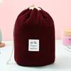 Bolsa Cosmética Cilíndrica de Terciopelo con Cordón Conveniente Bolsa de Almacenamiento para Viajes Bolsa de Almacenamiento para Cosméticos
