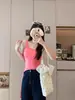 Camisola estilo Tian Xiwei, Sociedade Secreta Feminina de Zhao Lusi, Top com bojo embutido de Yu Shuxin