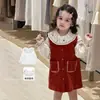 Ropa Infantil Pera Zheshou Vestidos para Niñas Otoño Casual para Niños Peto de Pana Clase A Faldas para Niñas Pequeñas Bebé