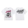 Camiseta Transfronteriza Moda Retro Americana Marca Creativa Hip-hop Divertida Estampado Frontal y Trasero Algodón Manga Corta para Hombres y Mujeres Verano