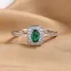 Moda Transfronteriza Nicho Anillo de Piedra Preciosa de Color Circonita Anillo de Diamante Rectangular Princesa Joyería de Alta Gama para Mujer Venta al por Mayor Personalización