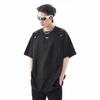 Estilo Americano High Street Nicho Suede Perfil Costura Camiseta de manga curta Masculino Verão Folgado Moda Casal Meia manga Top