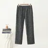 Calça xadrez de perna reta para mulheres, nova coleção outono/inverno 2026, casual, cintura alta e modelagem solta