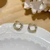 Pendiente simple de moda nuevo para mujer con línea de circonita incrustada en espiral para combinar a diario joyería de oreja brillante de alto nivel