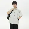 2025 Nova Moda Essencial de Verão Masculina Tendência Solta Manga Curta Cor Sólida Casual Versátil Solta Simples Camisa