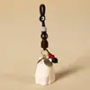 Llavero colgante de talla de madera hecha a mano para llaves de coche de gato, colgante para mochila escolar de mascota linda femenina, regalo para novias, venta al por mayor