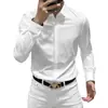 Camisa de marca francesa de alta gama con botones ocultos para hombre, corte slim fit, estilo business casual, resistente a las arrugas, camisa blanca de manga larga, nuevo modelo de primavera