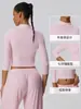 Roupa de Yoga Pilates Corrida Esportes Fitness Top de Yoga Sete Mangas de Alta Elasticidade Secagem Rápida Colado Transfronteiriço 62534