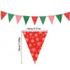 Nova bandeira triangular de papel de Natal com padrão de floco de neve xadrez vermelho e verde para decoração de festa
