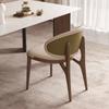 Silla de Madera Maciza Italiana Sala Modelo Moderna Silla de Té de Tela Simple Club Hotel Restaurante Silla de Comedor Estilo Lujo Ligero