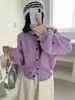 Abrigo de punto con cuello redondo, de un solo botón, estilo coreano para mujer, nuevo cárdigan de punto casual y versátil para otoño/invierno, para figuras petite