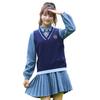 Vestido plissado de tricô com costura coreana solta, conjunto de colete de tricô, estilo universitário, uniforme escolar, roupas de classe, fabricantes, atacado