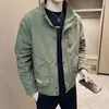 Chaqueta de hombre estilo Old Money con cuello alto, cortavientos para primavera y otoño, top ligeramente holgado, color liso, moderna, versátil, abrigo de trabajo