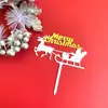 Decoração de bolo para assar no Natal série Vermelho Dourado Platina cartão de bolo acrílico feliz natal