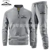 Traje Deportivo Casual de Otoño Cardigan con Cremallera Sudadera Conjunto de Dos Piezas para Hombre Pantalones de Chándal de Terciopelo Sueltos