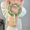 Pulsera de Semillas de Bodhi Azul Marino y Verde para Estudiantes, Joyería Versátil Estilo Chino, Cuentas de Oración de Semillas de Bodhi para Mujeres, de Mano