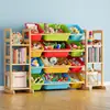 Estantería de juguete de madera maciza transfronteriza Estantería de almacenamiento de juguetes para jardín de infancia Montessori Estantería de libros para niños multicapa Organizador de juguetes