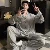 Pijama para Hombre Primavera y Otoño Seda de Hielo Manga Larga 2026 Nuevo Dibujos Animados Elegante Juvenil Seda Otoño Conjunto de Ropa para el Hogar