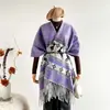 Estilo Europeo y Americano Popular Chal con Abertura de Imitación Cachemira de Reno para Mujer Navidad Cálido Grueso Doble Cara Chal al por Mayor