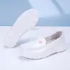 Sapato de Enfermeira Feminino Couro Bovino Camada Superior Cereja Carmesim Solado Macio Respirável Todas as Estações Estampado Confortável Antiderrapante Não Cansa os Pés Sapatos para Cuidados Médicos