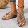 Zapatillas Planas de Gran Tamaño para Mujer para Exportación Transfronteriza Verano 2024 Nuevas Zapatos de Playa Europeos y Americanos con Borlas Tallas 43 Deseo