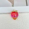Colgante de coche de gelatina transparente degradada con fresa, amuleto de aleación, acrílico, cadena para teléfono DIY, llavero, accesorio para bolso