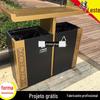 Lixeira Externa Lixeira de Lixo Lixeira de Aço e Madeira Lixeira de Balde Duplo Lixeira de Metrô Lixeira para Logradouro Público Lixeira de Balde Único