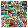 Pegatinas Divertidas de Pesca de Dibujos Animados Transfronterizas 50 Piezas Impermeables y Resistentes al Desgaste para Entusiastas de la Pesca en Aguas Salvajes y con Señuelo, Pegatinas Decorativas para Teléfono y Computadora