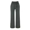Y20153-26 Pantalones casuales largos de otoño estilo coreano de cintura alta que alargan las piernas, con un diseño limpio, cintura con cordones y un corte ligeramente acampanado