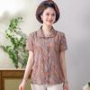 Camisa de Solapa de Manga Corta Fina de Verano para Mamá Camisa de Moda de Verano para Mujeres de Mediana Edad y Ancianas de 50 Años Camisa Reductora de Edad Abuela