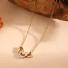 Joyería de Acero Inoxidable Galvanoplastia al Vacío Anillo Hueco Versátil Engranaje Colgante en Forma de Corazón Tricolor Collar para Clavícula para Mujeres