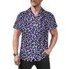 Camisa Masculina Transfronteiriça Havaiana Sexy Estampa de Leopardo Vermelho Roupas Masculinas Casual Retro Verão Praia Estilo de Rua