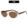 Gafas de Sol Decorativas Ovaladas con Cabeza de Leopardo de Borde Cortado Sin Marco Europeas y Americanas Nueva Moda Estilo Callejero Protección UV Gafas de Sol Transfronterizas