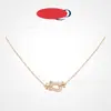 Collar de Hebilla de Herradura de Oro de 18 Quilates de Lujo Ligero para Mujer, Tamaño Mediano y Pequeño, Estilo Totalmente Diamantado, Cadena para Clavícula con Hebilla Náutica para Mujer