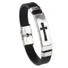 Pulseira Masculina Casual de Couro PU com Acessórios de Aço Inoxidável Pulseira de Cruz da Moda para Homens Pulseira Venda Quente Transfronteiriça