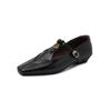 Elegantes Zapatos Mary Jane de Piel de Vacuno de Capa Superior Camelia Estilo Francés Primavera 2025 Tacón Bajo Grueso Punta Cuadrada Cuero Genuino Flores Zapatos de Una Capa para Mujer