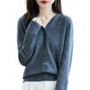 Cárdigan de Punto con Capucha Listo para Usar de Primera Línea para Mujer Primavera y Otoño Nuevo Suéter 100% Lana Pura Suéter Holgado de Moda